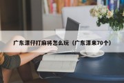 广东漂仔打麻将怎么玩（广东漂来70个）
