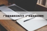 广东韶关麻将没有万字（广东韶关麻将规则）