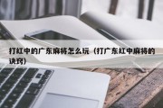 打红中的广东麻将怎么玩（打广东红中麻将的诀窍）