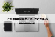 广东麻将两地牌怎么打（在广东麻将）