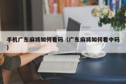 手机广东麻将如何看码（广东麻将如何看中码）