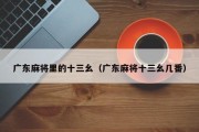 广东麻将里的十三幺（广东麻将十三幺几番）