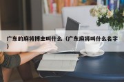 广东的麻将博主叫什么（广东麻将叫什么名字）