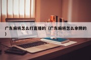 广东麻将怎么打直播的（广东麻将怎么拿牌的）
