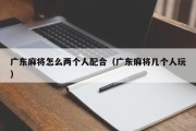 广东麻将怎么两个人配合（广东麻将几个人玩）